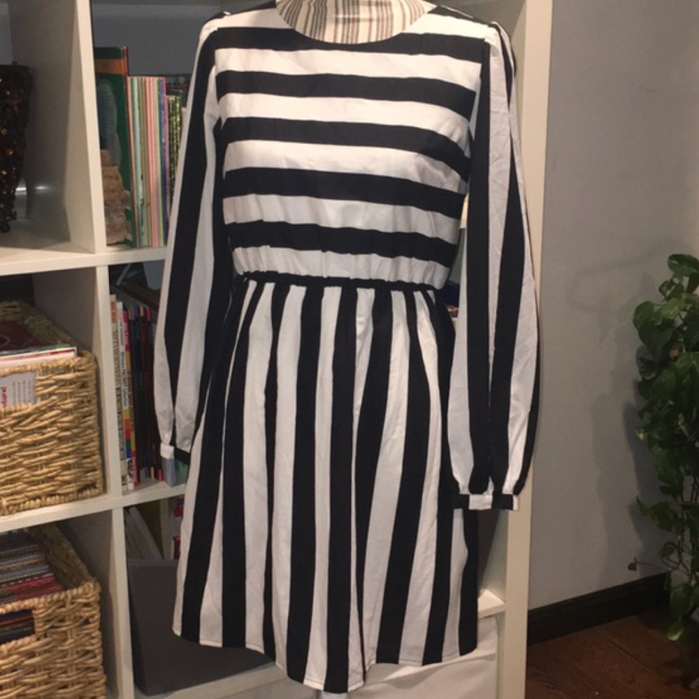 Black and white striped dress